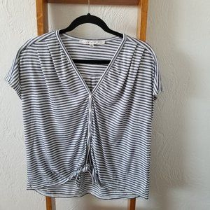 Max Studio Short Sleeve Striped Button Down SzL